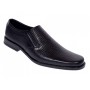 Pantofi bărbați negri din piele naturală slip-on cu textură fină PB2265ELN